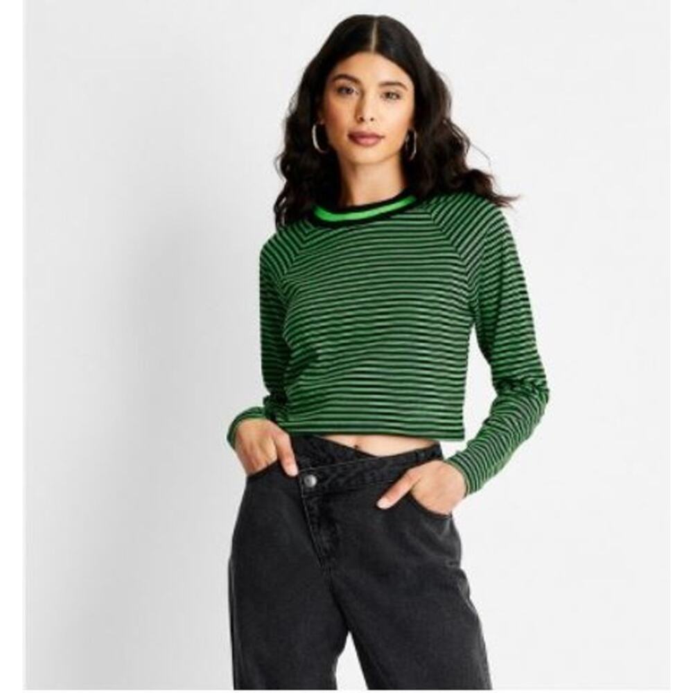 Long Sleeve Cropped T-Shirt - Future Collective™ with Kahlana Barfield Brown